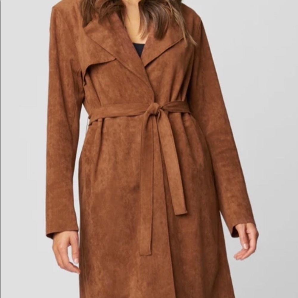 Blank NYC Coco Faux Suede Belted Trench Coat Small - Picture 3 of 14